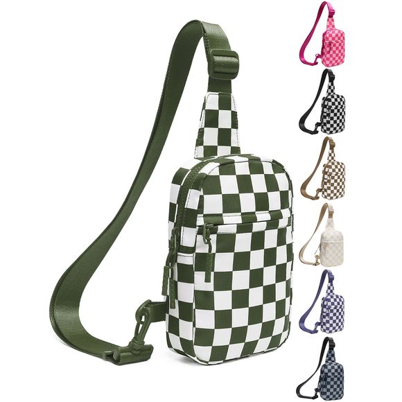 Checkered Sling Bag, Spacious Checkered Crossbody Bag Shoulder :v - Picture 1 of 7